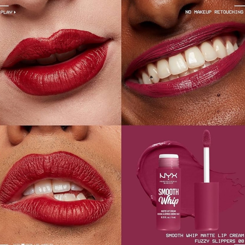 NYX Smooth Whip Matte Lip Cream Liquid Lipstick Fuzzy Slippers (Warm Plum)